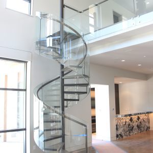 Glass Spiral Staircase Open Steel Streads