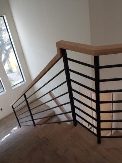 Custom Horizontal Iron with White Oak Handrail Cap