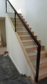 Metal Railing, Glass Panels