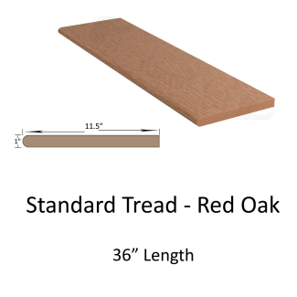 SPECIAL SALE ITEM - ASK ABOUT OUR DISCOUNTED PRICES! 36 Inch Bullnose Stair Tread - Red Oak