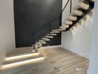 White Oak Box Treads/Box Landing with LEDs