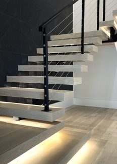 White Oak Box Treads/Box Landing with LEDs