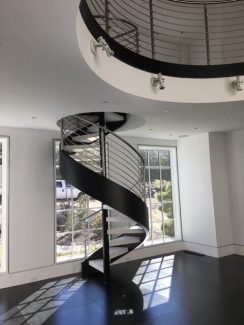 Spiral Staircase - Steel Cable RailTexas Best Custom Stair Builder