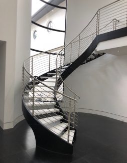 Steel Tubes Bent StairOpen RisersBent StaircaseBest Custom Home Designs Texas