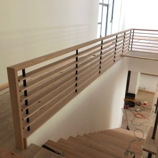 Modern Horizontal Wood Railing by Stair SolutionsBest Stair Provider in DFW