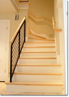 Horizontal Balusters with Wood Cap RailWhite Oak Staircase