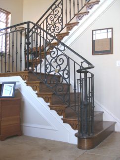 Custom Iron Railing and Trim with Modern Volute