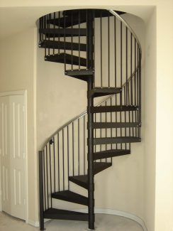 Simple Iron Spiral Staircase, Open Risers