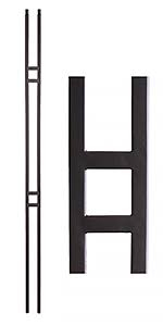 SATIN BLACK Basic Double Square - Iron Baluster