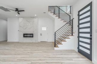 Horizontal Iron Railing - Custom Homes by J Anthony